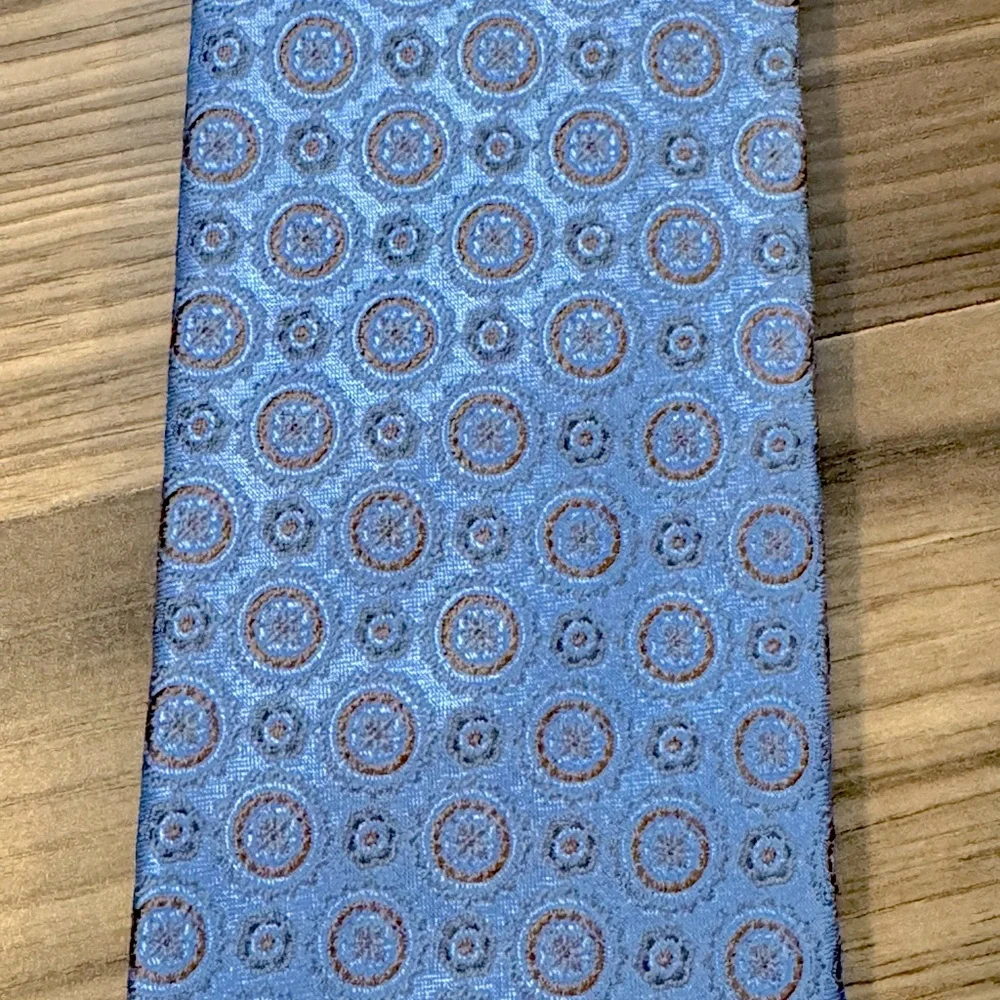 Brooks Brothers Silk Ice Blue Brown Textured Geometric Tie NWT